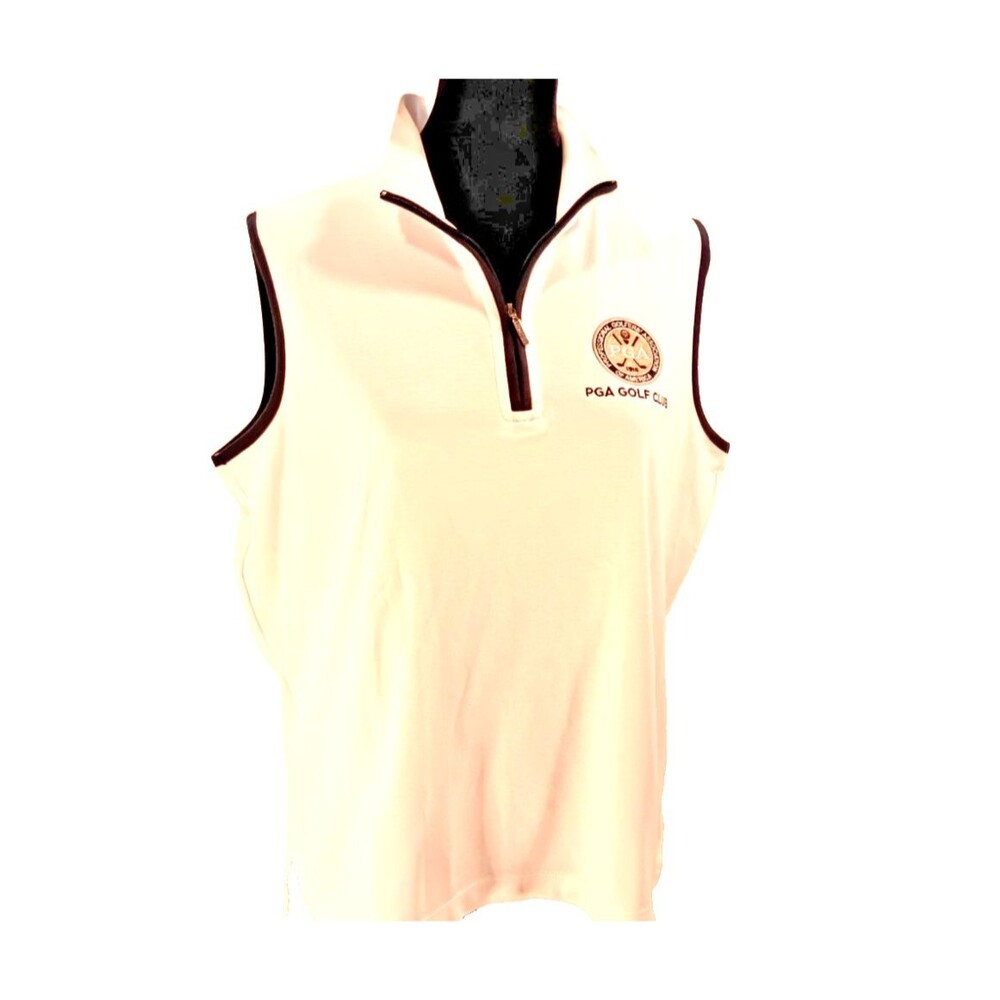 PGA Golf Club Emblem Ashworth White Tank Quarter Zip Women's Size L Polo Pima - Picture 2 of 9